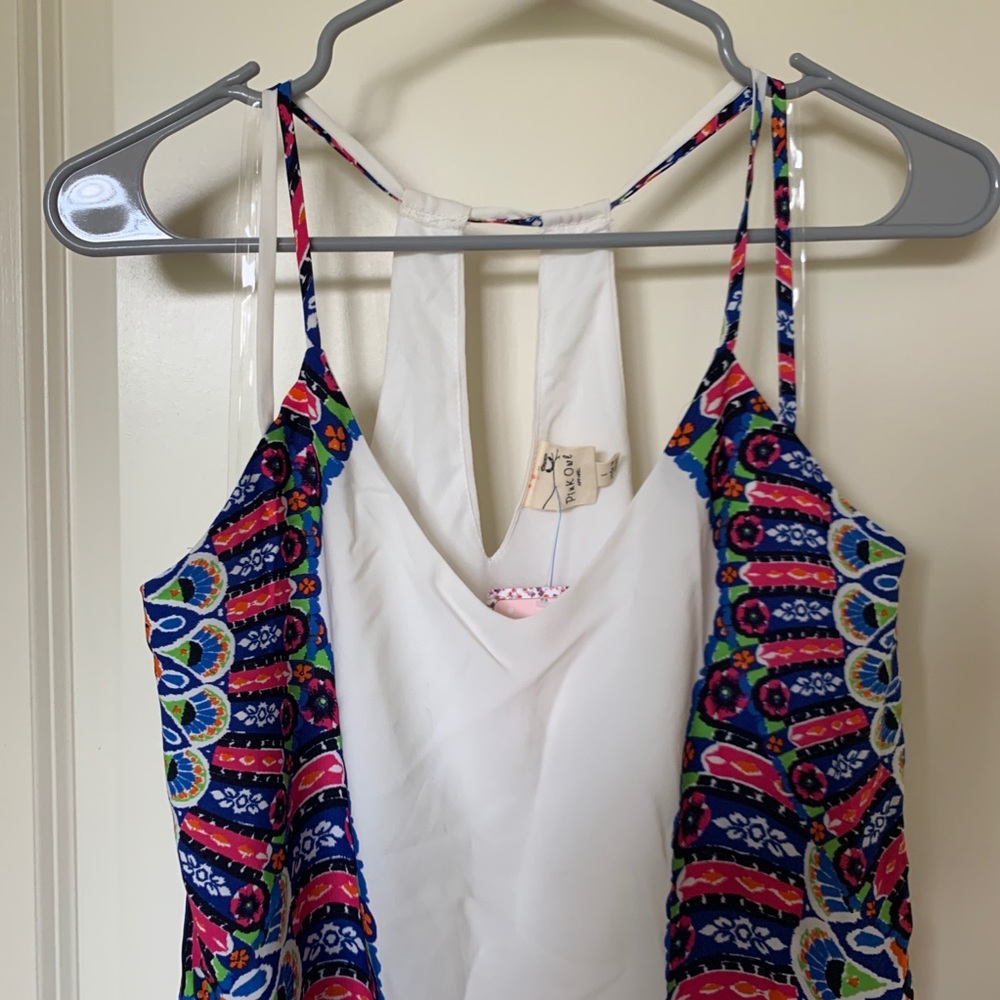 Pink Owl White Sundress, Size L